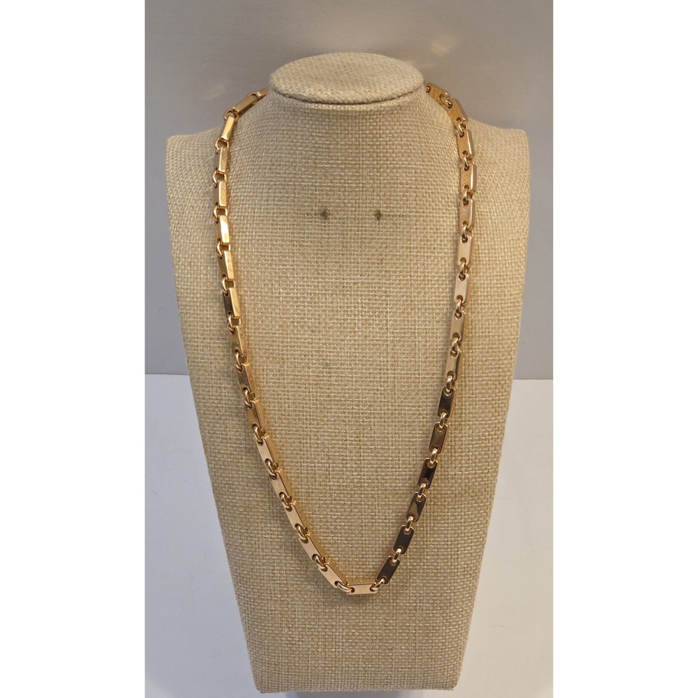Vintage‎ Bronze Milor Italy Rose Gold Tone Bar Link Necklace 20-21"